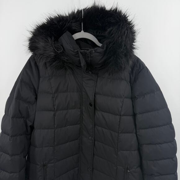 Lands' End Down Filled Maxi Puffer Coat in black Size XL - Picture 2 of 10